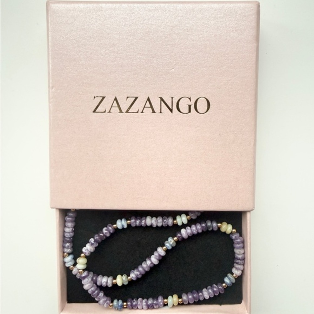 NIB Gorgeous Natural Stone Real Stone Bead Necklace Purple Blue Boho! LAST ONE!